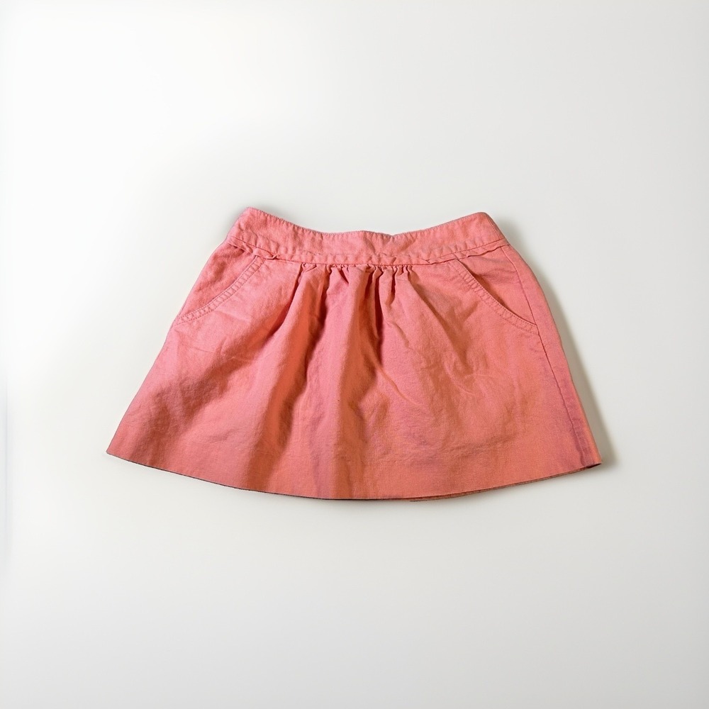 J. Crew Y2k Micro Mini Skirt Sz0 Peach Cotton Linen Coastal Twee Tenniscore Cute
